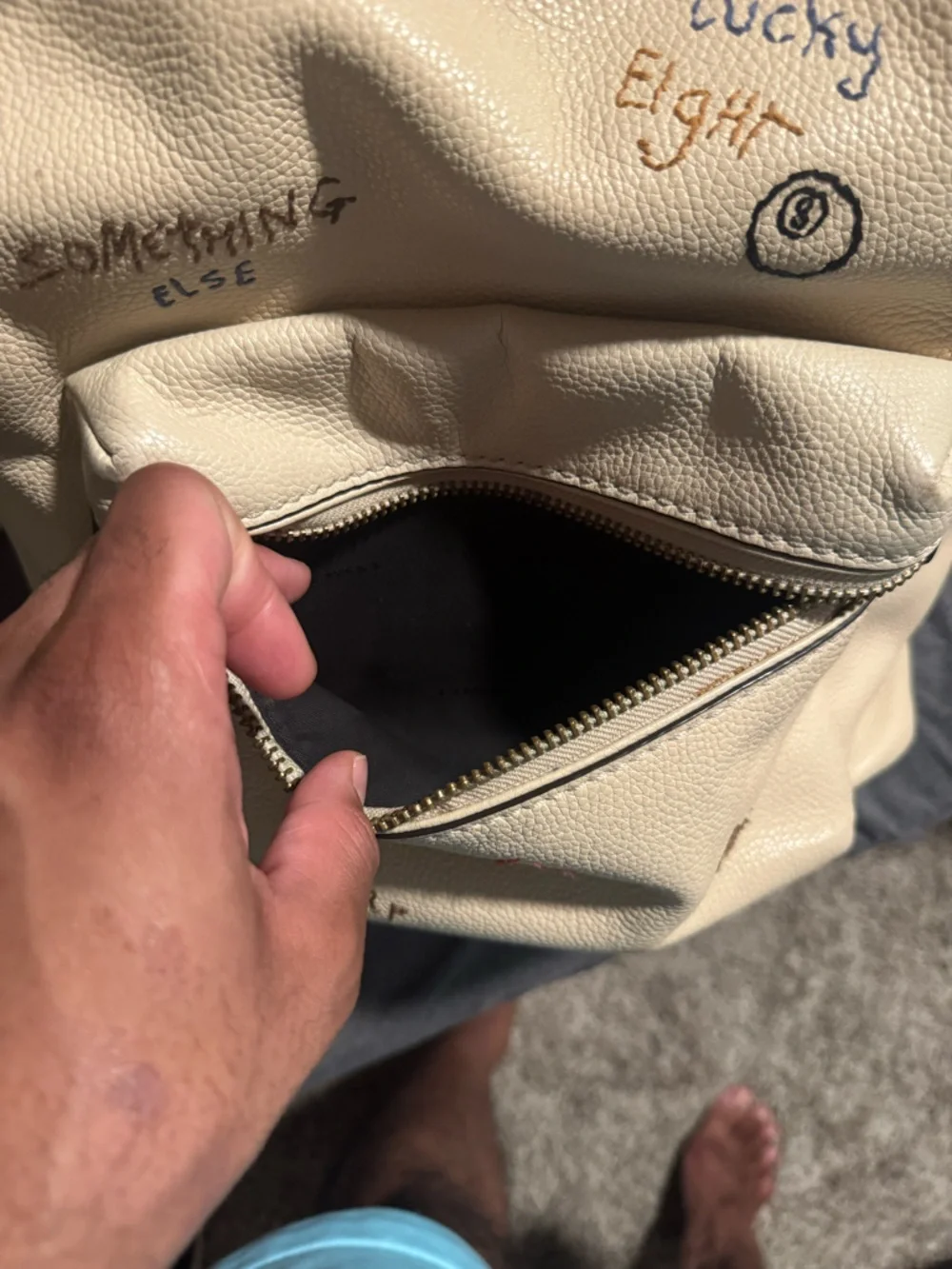 Coach Cream Leather Backpack with Multicolor Handwritten Accents - Picture 9 of 10